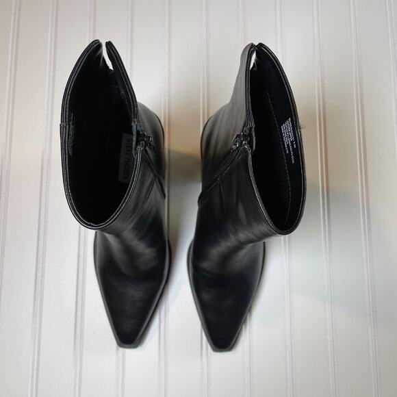Steve Madden Silvee Womens Ankle 9.5M Black Leather Snip Toe Block Heel Side Zip - Picture 7 of 16
